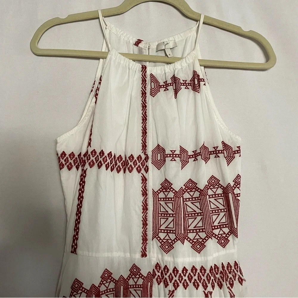 Joie Embroidered Boho Milanira Maxi Dress In Porcelain Handkerchief Hemline - Picture 5 of 16
